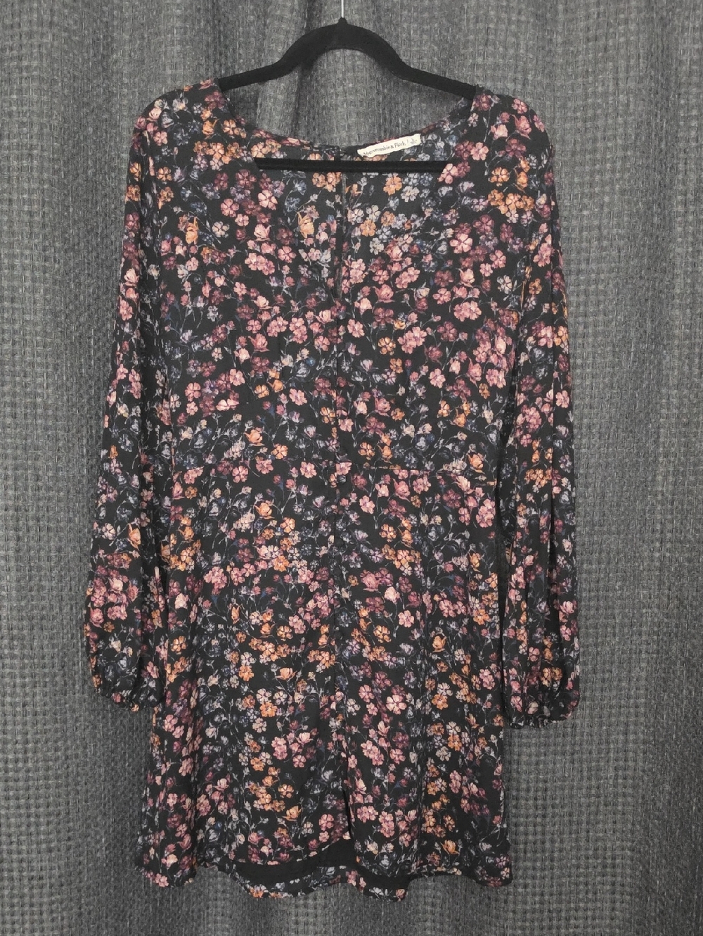 Abercrombie & Fitch Black Floral Dress with Pink and Orange Flowers